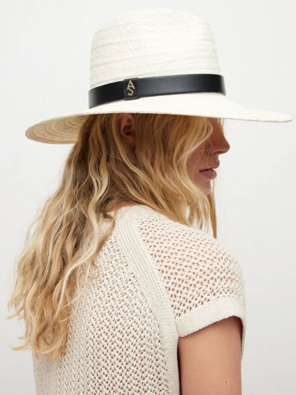 Talia Straw Fedora Hat with Black Band - White